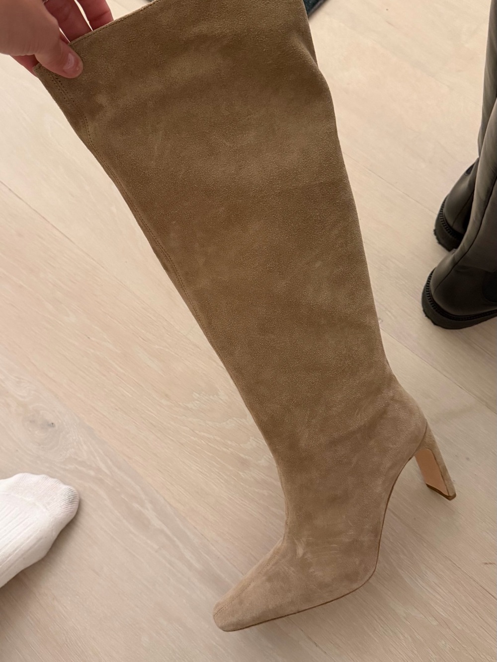 STAUD Wally High Heel Boots - Taupe Suede Over-the-Knee Boot. Size 40 never worn